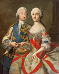 Porträt von Katharina der Großen und Prinz Petr Fedorovich 1740-45